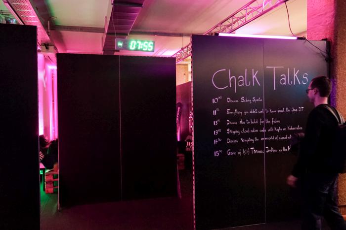 The entrance to the chalk talks area
